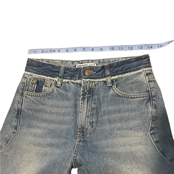 Zara 1975 Denim Jeans Cropped Flare High Rise Western Size 2 Small - Picture 10 of 12
